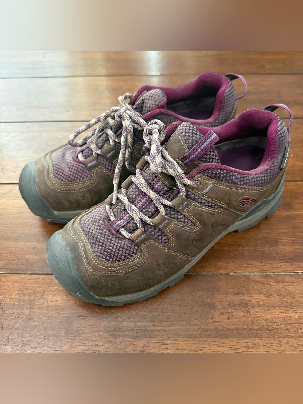 Keen Brown and Purple Lace-Up Women’s Hiking Shoes